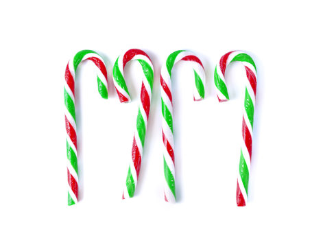 christmas Mint cane candy close up on white