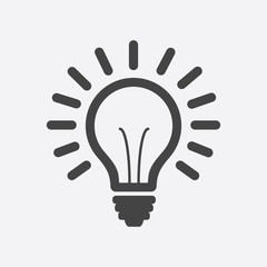 Light bulb line icon vector, isolated on white background. Idea sign, solution, thinking concept. Lighting Electric lamp illustration in flat style for graphic design, web site.
