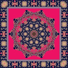 Festive bandana print. Carpet.  Ethnic pattern. Lovely tablecloth.