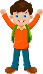 Cute boy go to school