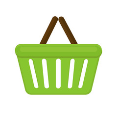 Shopping basket icon flat style. Plastic shopping basket in a supermarket isolated on white background. Shopping bag. Vector illustration