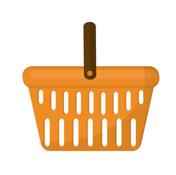 Shopping basket icon flat style. Plastic shopping basket in a supermarket isolated on white background. Shopping bag. Vector illustration
