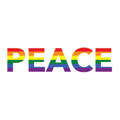 Peace: Rainbow color calligraphy
