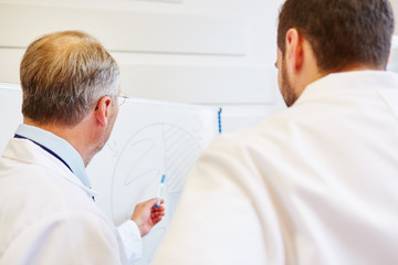 Obraz premium Arzt und Pharmareferent am Flipchart