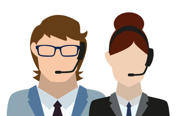 Mann und Frau mit Headset