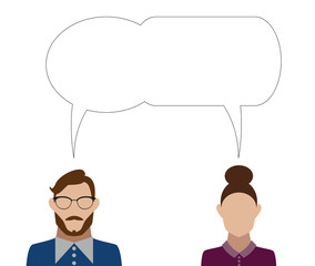 Mann und Frau mit Sprechblase