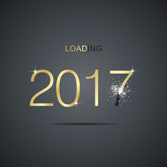 Fototapeta na wymiar New Year 2017 loading firework gold black vector
