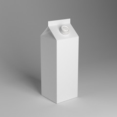 Milk Juice Carton Packaging Package Box White Blank 3d rendering