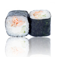 Sushi pieces collection, isolated on white background