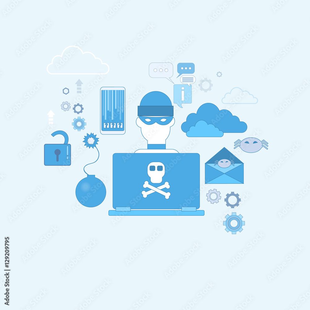 Poster hacker activity computer viruses data protection privacy internet information security web banner ve