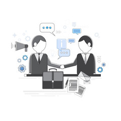Businessman Partners Shake Hand Partnership Concept Business Web Banner Vector Illustration