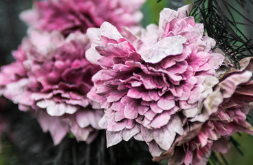 Old pink artificial flowers