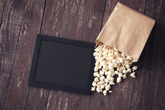 popcorn with board -copy space.