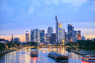Fototapeta na wymiar view of Frankfurt am Main skyline at dusk