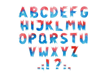 Colorful watercolor aquarelle font type handwritten hand draw abc alphabet letters
