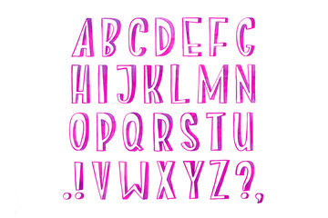 Colorful watercolor aquarelle font type handwritten hand draw abc alphabet letters