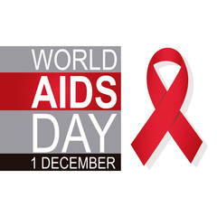 World AIDS Day, red and gray lines,  ribbon flat