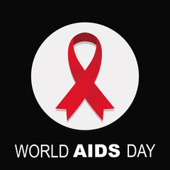 white circle, black background and red ribbon, world wide day poster