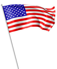 Flag of United States with flagpole