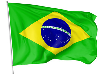 Flag of Brazil with flagpole