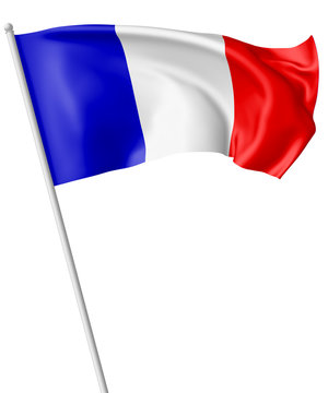 Flag of France with flagpole