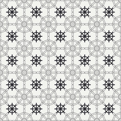 Abstract nautical seamless background pattern with steering wheel . Vector illustration texture for your design, wallpaper. 