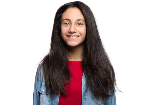 Cute Teen Girl Over White Background