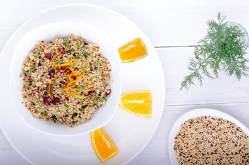 Quinoa salad with cranberries and orange.