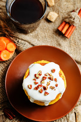 Carrot pancakes with sweet Greek yogurt sauce