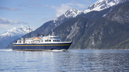 Alaskan ferry in summer