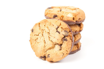 Chocolate chip cookie isolated on white
