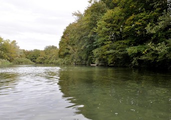 early Autumn river landscape in the Taubergiessen in the Ortenau region of Baden Germany