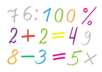 Colorful vector numerals and symbols