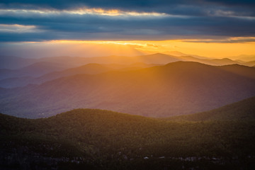 Sunset over the Blue Ridge Mountains from Table Rock, on the rim