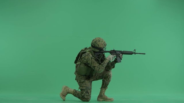 combatant targeting at the green screen back ground