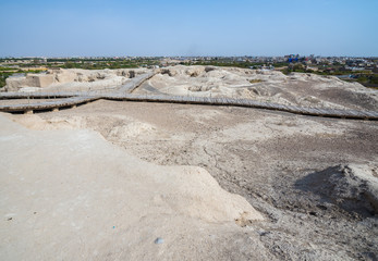 Aerial view from Tepe Sialk ancient archeological site in Kashan, Iran