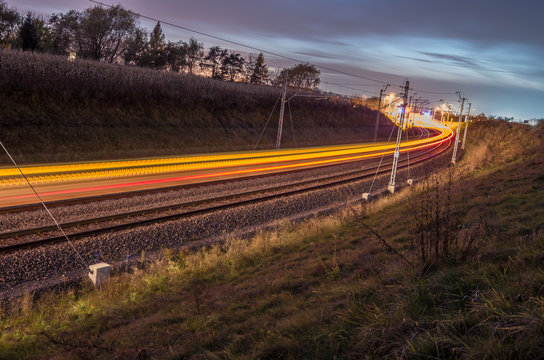 Train light trails