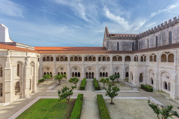 Fototapeta na wymiar Inner courtyard of the Catholic monastery Alcobaca