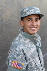 Army worker close up smiling