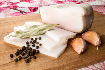 salo,becon with pepper and garlic