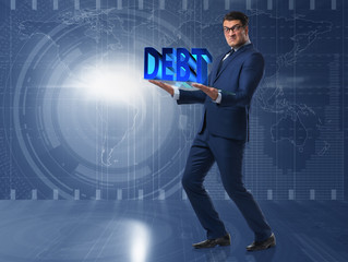 Businessman in debt business concept