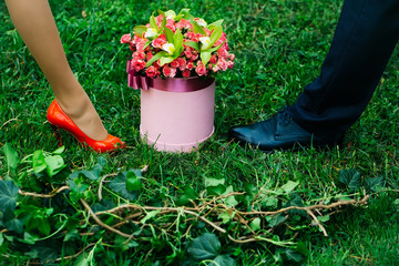 Flowers in box and legs