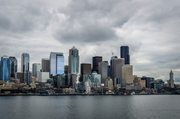 Fototapeta na wymiar Seattle skyline waterfront from ocean view.