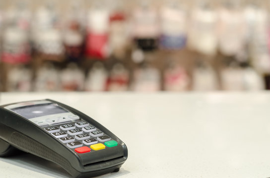 card reader on the table in the store