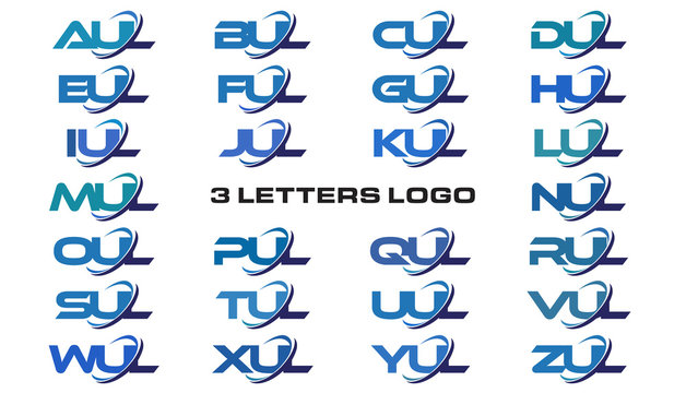 3 letters modern generic swoosh logo AUL, BUL, CUL, DUL, EUL, FUL, GUL, HUL, IUL, JUL, KUL, LUL, MUL, NUL, OUL, PUL, QUL, RUL, SUL,TUL, UUL, VUL, WUL, XUL, YUL, ZUL
