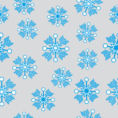 Blue snowflakes on grey background