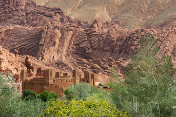 Red rock limestone fingers in Dades Gorgem Morocco, Africa