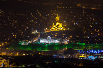 Tbilisi architecture in night. All main landmarks on one shot: i