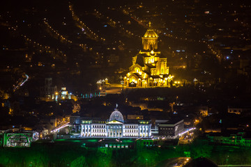 Tbilisi architecture in night. All main landmarks on one shot: i