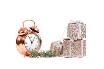 Christmas decorations on white background